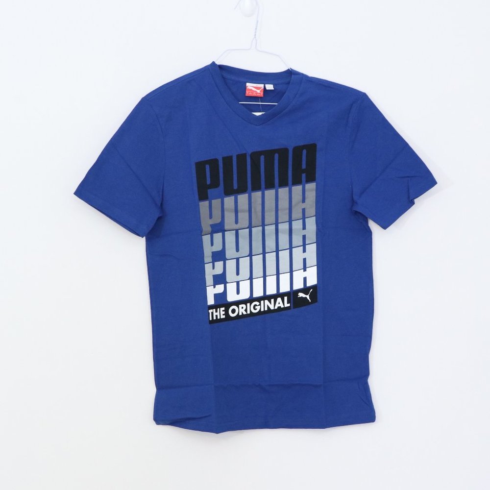 Puma V Neck Tee Shirt Mazarine Blue TShirt